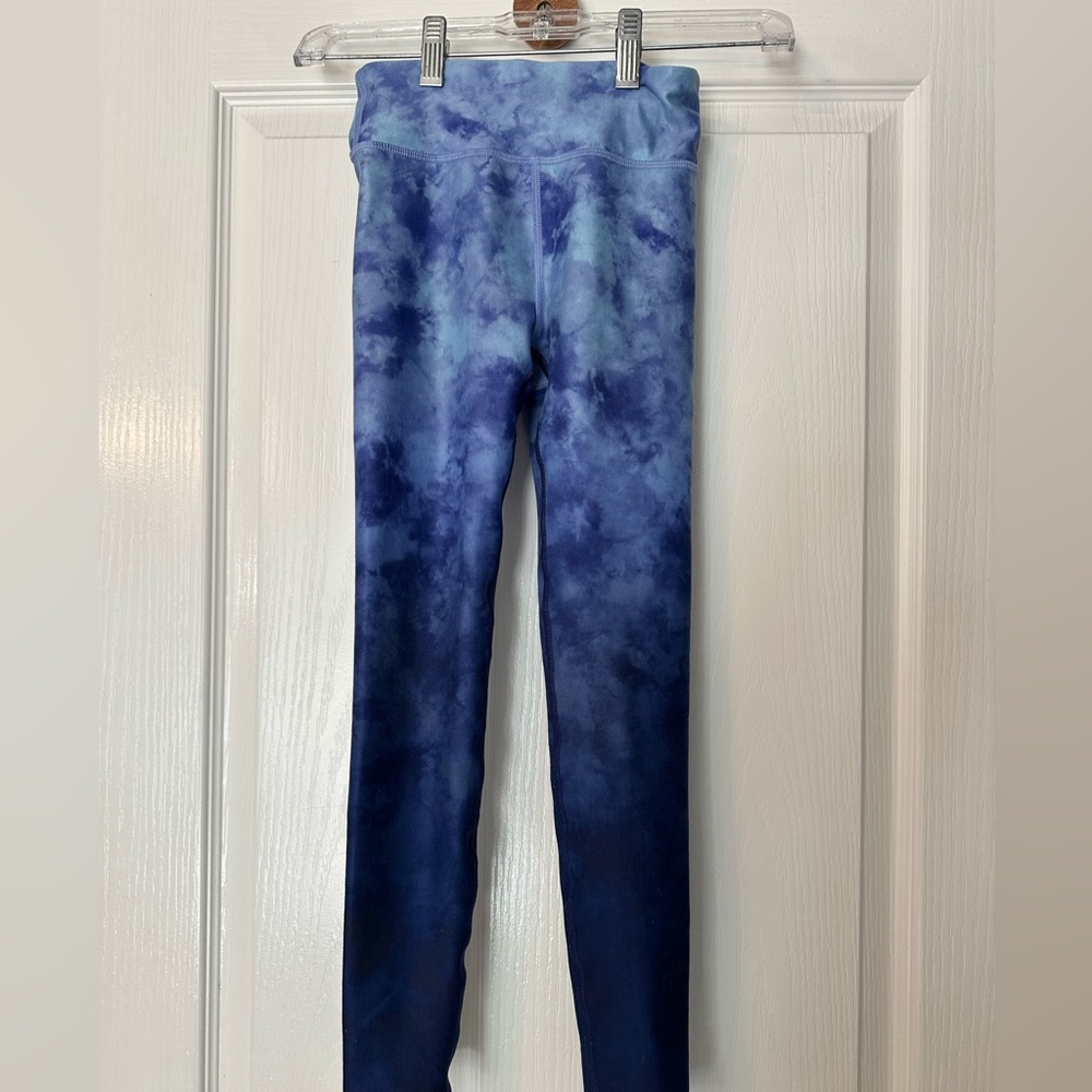 Athleta Girl Navy and Sky Tie-Dye Leggings, size 7